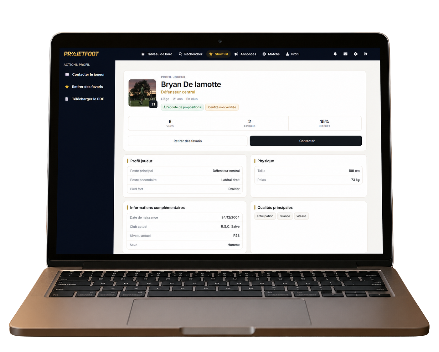 ProjetFoot sur ordinateur